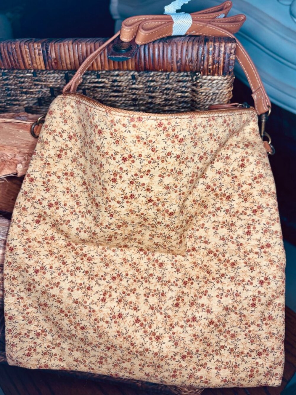 Longaberger Homestead Floral Shoulder Bag Cottagecore Farmhouse Purse - Picture 3 of 6